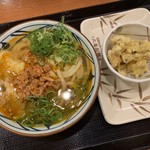 丸亀製麺 - ピリ辛そぼろかけ、あさりバラ天【2019.6】