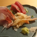 和食 ごしき - 向付：本マグロ、金目鯛、北寄貝