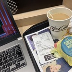 McDonald's - 2019/06 前回と同様、朝マックメニューの中で一番価格の安いソーセージマフィン 100円とスマホの日本マクドナルド公式アプリのクーポンで 、プレミアムロースト コーヒーの アイス（M）150円→120円をチョイス