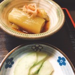 Kakuou - 焼き茄子と漬け物^ ^