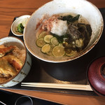 ぬる燗佐藤 大坂 - 半田素麺と野菜天丼1000円