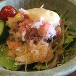 北海料理と旬の味 のむら - 蟹サラダ。自家製マヨネーズとドレッシング。
