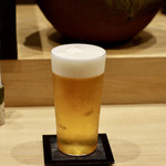 鮨旬美西川 - 生ビールは絶妙な注ぎ方