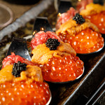 Wagyu beef, sea urchin, salmon roe, caviar, the ultimate in luxury.