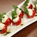 Caprese with cherry tomatoes and fresh mozzarella