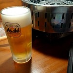 焼肉・ホルモン 伽樂 - 生ビール(スーパードライ)500円