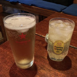 トクちゃん - ホッピー（左）とハイボール（右）
ホッピーはこの状態で供されます。