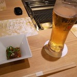 Onikuya Keisuke Sannambou - ビールと前菜