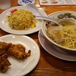 天下一品 - ●定食＋追加単品 (ﾁｬｰﾊﾝ定食 屋台味ﾗｰﾒﾝ 980円、唐揚げﾊｰﾌ３個 300円)=1,280円 2019年06月