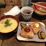 Tarumi Yatai Enya - 焼きおにぎり(味噌・バター)各¥180
                        えんやスープ¥100