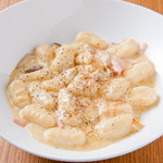 Gnocchi with porcini mushroom cream sauce