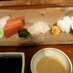 東家 - お造り（本マグロ、カワハギ、アオリイカ）