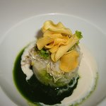 ル レストラン マロニエ - 春菊とバジルのヴェールを纏った真鯛と・・・