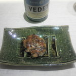 唐仁坂 - エビの塩辛・ザーサイ・オクラのハンバーグ　酒にめちゃあいます