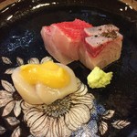 和料理たつのこ - お刺身
帆立貝 酢味噌、カンパチ、金目鯛