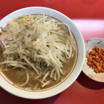 千里眼 - ラーメン 麺140g ヤサイ少な目・ショウガ・アブラちょっとのカラアゲ別皿で 750円