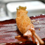 大阪串かつ　半妻 - 大ぶりえび@200円