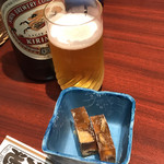 乃池 - ビール:キリンクラッシックラガー(中瓶)・付き出し（穴子の煮こごり）