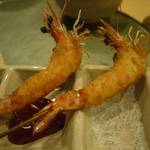 串活料理にしむら - 逆海老固め、頭からしっぽまで食べられます。