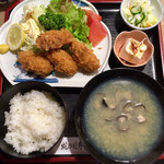 蛇の目寿司 - 「カキフライ定食」@1100＋「しじみ汁」@330