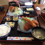 Hinotei - 2019年6月。ミックスフライ定食とメンチカツ定食。