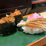 葵 - ウニの軍艦巻、煮穴子