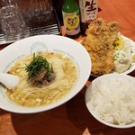 麺屋 六感堂 - アジフライ定食（ミニ冷製鯵のなめろうかけラーメン付き）