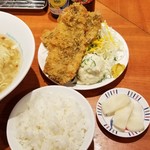 麺屋 六感堂 - アジフライ定食（ミニ冷製鯵のなめろうかけラーメン付き）