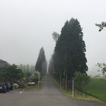 トラピスト修道院 売店 - 階段の上からの景色　靄が掛かって荘厳な雰囲気