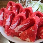 Daruma - しゃぶしゃぶランチ 米産牛 1,000円(税込)の、お肉