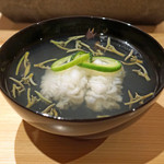 日本料理 太月 - 煮物椀　　鱧葛たたき　小メロン　じゅんさい　柚子
