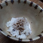 美加登家 - ご飯にうるか茄子のお汁を掛けて。