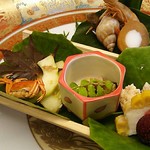 島津寿し - ●●予算相談おまかせ10,800円　①付出②造り③鍋風④小鉢⑤煮物⑥焼物⑦酢物⑧天ぷら⑨にぎり⑩椀物⑪デザート） 2019年06月