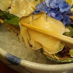 島津寿し - ◆追加単品　（鮑あわび造り、オコゼ造り、車エビ造り、鮑サザエ煮、焼きナス） 2019年06月