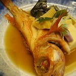 島津寿し - ●●予算相談おまかせ10,800円　①付出②造り③鍋風④小鉢⑤煮物⑥焼物⑦酢物⑧天ぷら⑨にぎり⑩椀物⑪デザート） 2019年06月