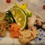 島津寿し - ◆追加単品　（鮑あわび造り、オコゼ造り、車エビ造り、鮑サザエ煮、焼きナス） 2019年06月