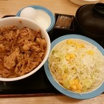 松屋 - プレミアム牛めし_並＆生野菜生玉子