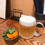 立飲・ビストロシン サンテ - 生ビールとお通し