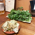 立飲・ビストロシン サンテ - ３種の葉っぱサラダとアンチョビキャベツ