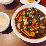 Chuukako Zararyouri Ando Kafe Daofu - エビと青菜のオイスターあんかけ飯