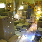 札幌エクセルホテル東急 - 窓からの眺め。雪降ってます