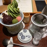 和カフェ Tsumugi - 豆乳プリンの抹茶クリームあんみつ