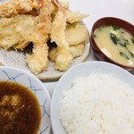 天ぷら定食ふじしま - 海老天付き天ぷら定食