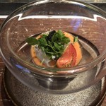Reconnaissance - 【前菜】ヒラメのマリネ、焼き茄子、キャビア、フルーツトマトのソース