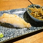 藁焼き てんまや - お通し　漬け寿司となにか