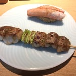 鮨し人 - 紅ズワイカニの握りとノドグロ（オス）の串