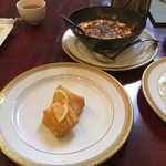 中国料理 唐紅花 - 白身魚の揚物　麻婆豆腐　菜の花の蟹肉餡