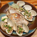 中俣酒造本店 銀座 茂助 - 甘鯛とハマグリの酒蒸