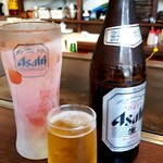 Nishinomiya Sakura Tei - トマト酢チューハイとスーパードライ瓶ビール中