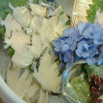 島津寿し - ◆追加単品　（鮑あわび造り、オコゼ造り、車エビ造り、鮑サザエ煮、焼きナス） 2019年06月